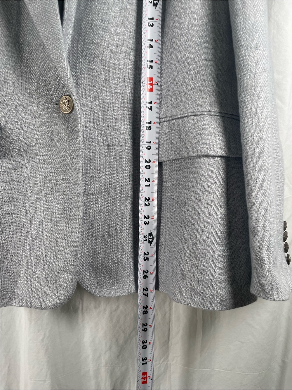Ralph Lauren Light Blue/Gray Single-Button Herringbone Linen Blazer - Picture 15 of 16